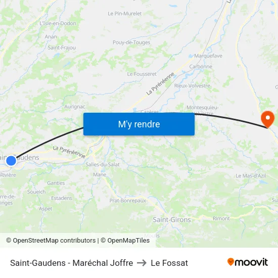 Saint-Gaudens - Maréchal Joffre to Le Fossat map