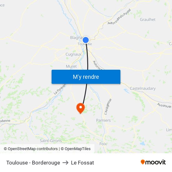 Toulouse - Borderouge to Le Fossat map