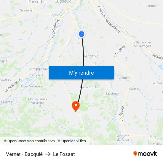 Vernet - Bacquié to Le Fossat map
