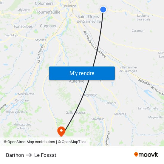 Barthon to Le Fossat map