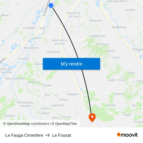 Le Fauga Cimetière to Le Fossat map