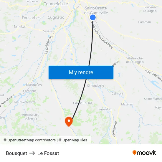 Bousquet to Le Fossat map