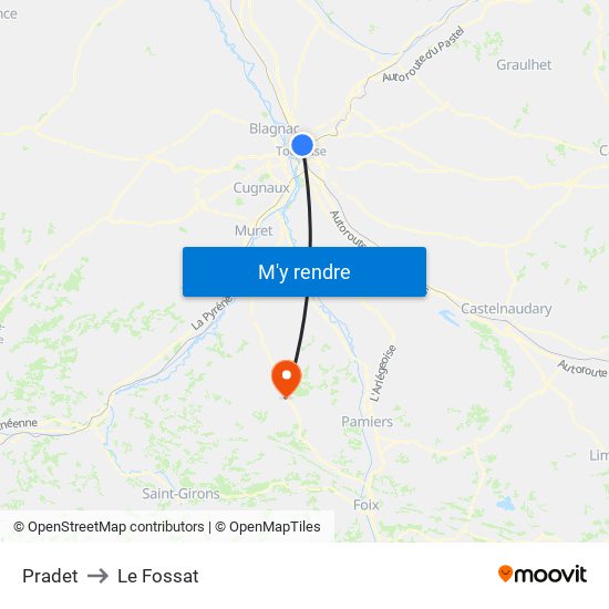 Pradet to Le Fossat map