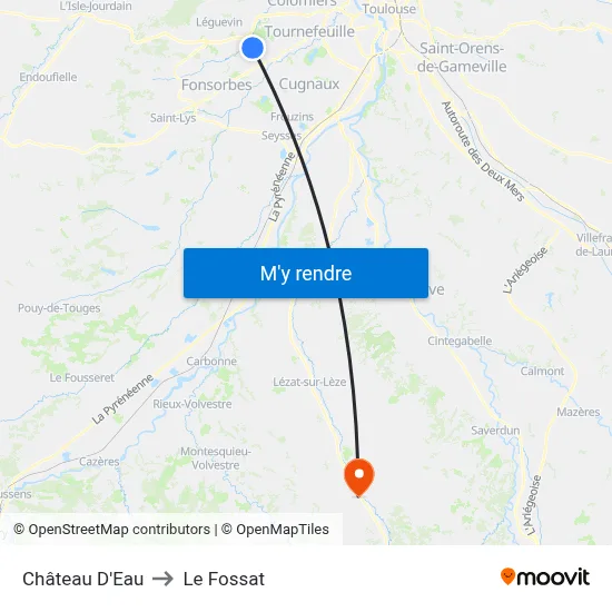 Château D'Eau to Le Fossat map