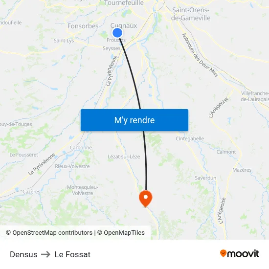 Densus to Le Fossat map