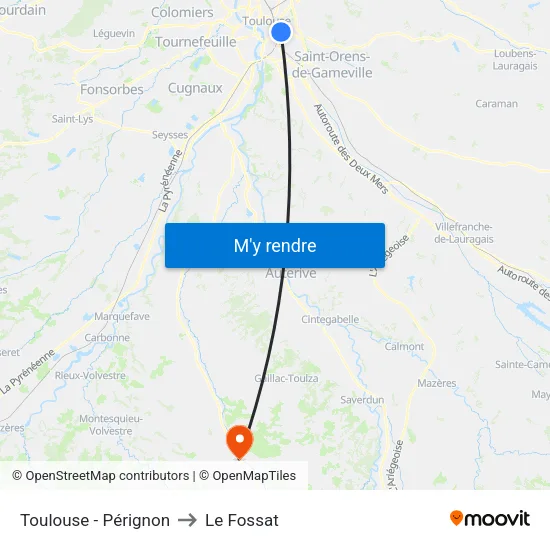Toulouse - Pérignon to Le Fossat map