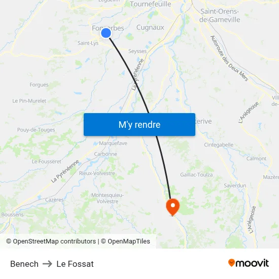 Benech to Le Fossat map