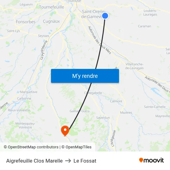 Aigrefeuille Clos Marelle to Le Fossat map