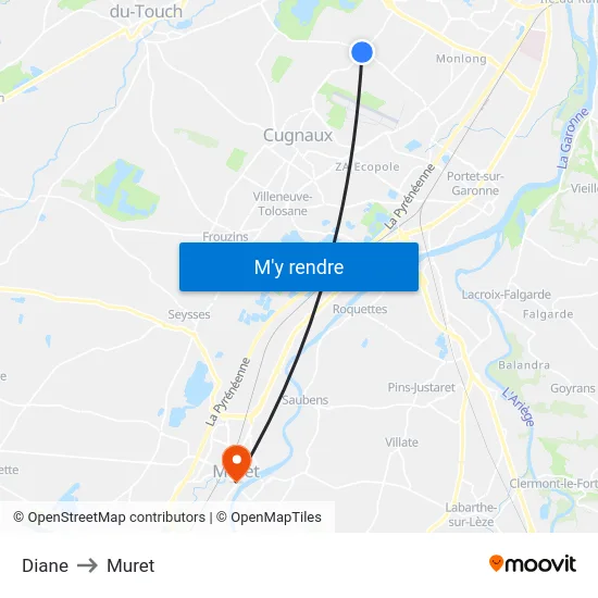 Diane to Muret map
