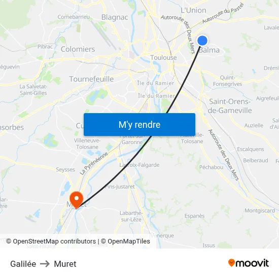 Galilée to Muret map