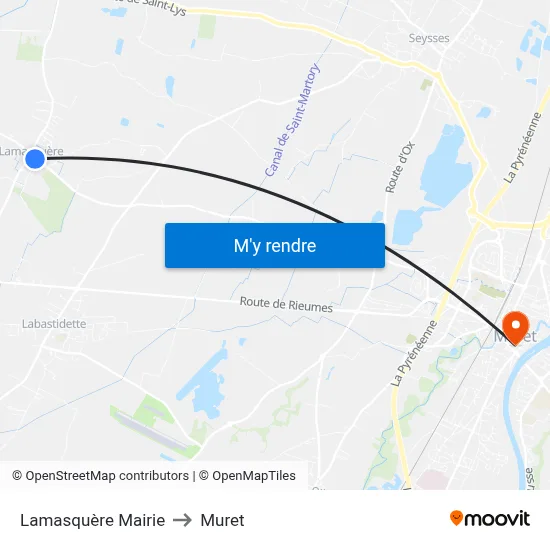 Lamasquère Mairie to Muret map