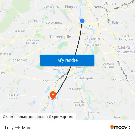 Lully to Muret map