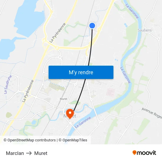 Marclan to Muret map