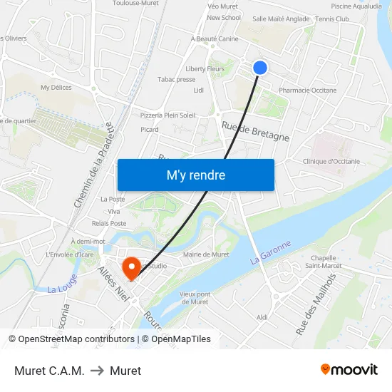 Muret C.A.M. to Muret map