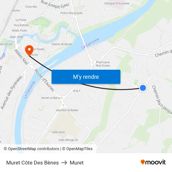 Muret Côte Des Bènes to Muret map