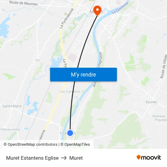 Muret Estantens Eglise to Muret map