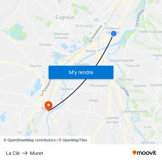 La Clé to Muret map
