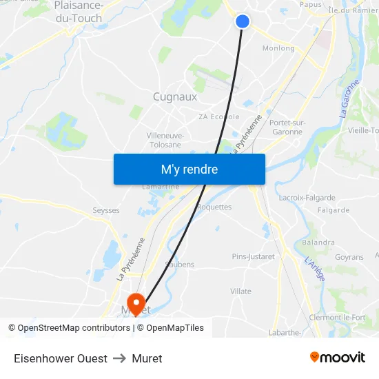 Eisenhower Ouest to Muret map