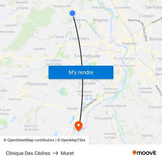 Clinique Des Cèdres to Muret map