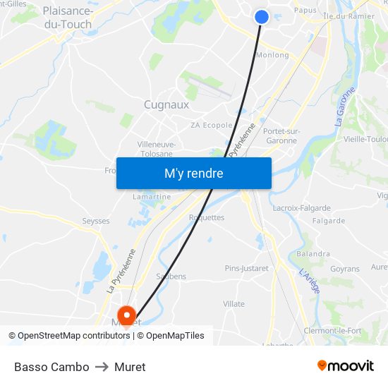 Basso Cambo to Muret map