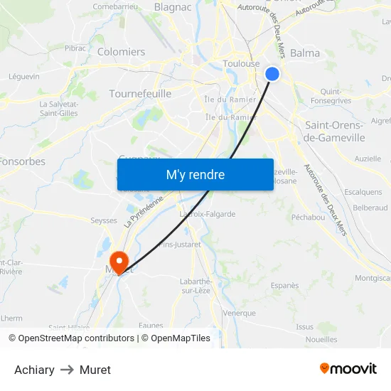 Achiary to Muret map
