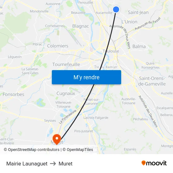 Mairie Launaguet to Muret map