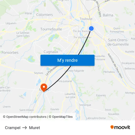 Crampel to Muret map