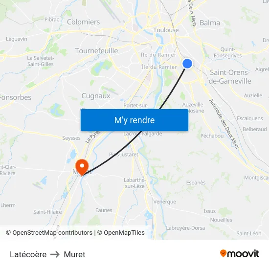 Latécoère to Muret map