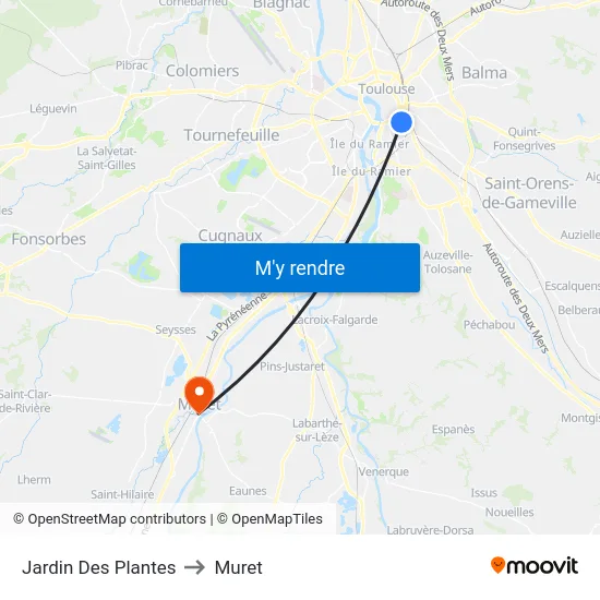 Jardin Des Plantes to Muret map