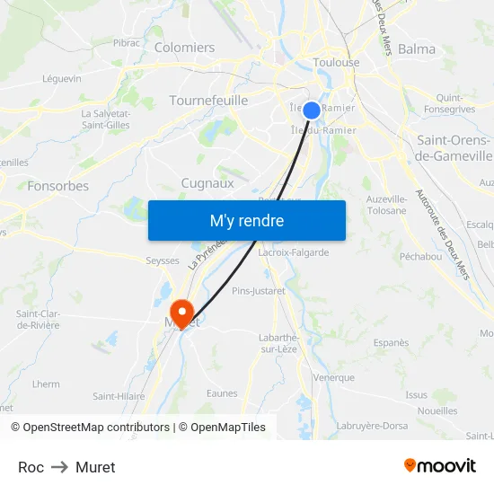 Roc to Muret map