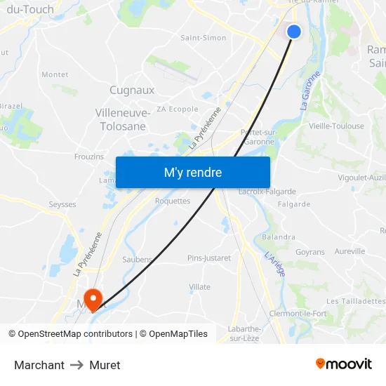 Marchant to Muret map