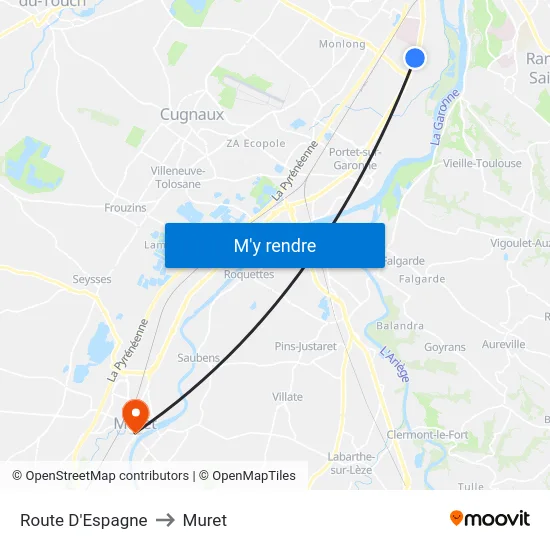 Route D'Espagne to Muret map