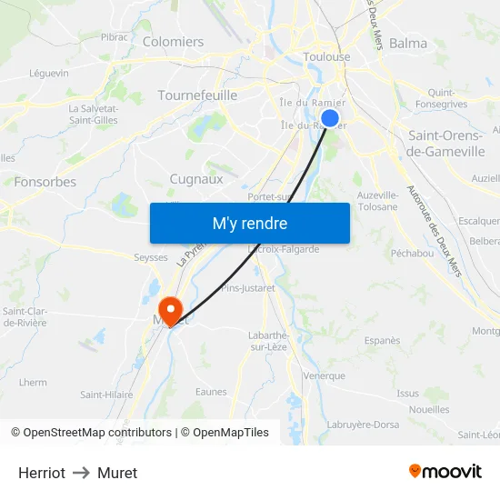 Herriot to Muret map