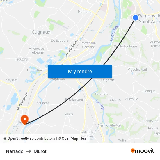 Narrade to Muret map