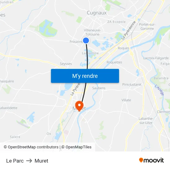 Le Parc to Muret map