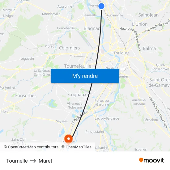 Tournelle to Muret map