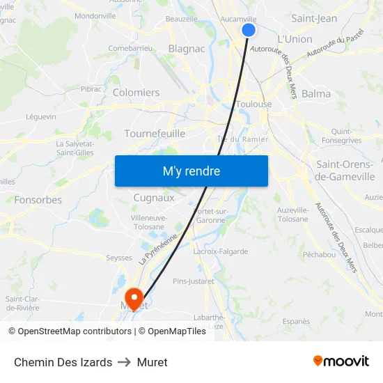 Chemin Des Izards to Muret map