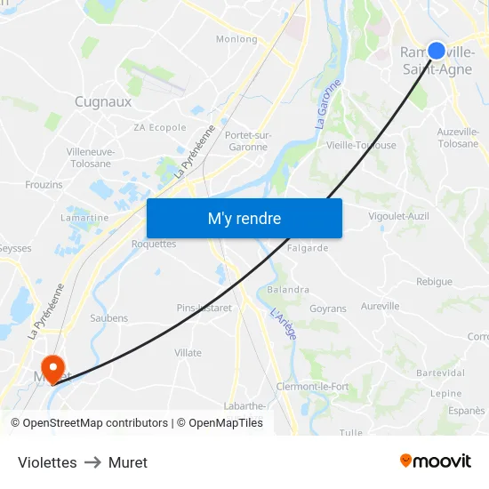 Violettes to Muret map