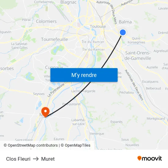 Clos Fleuri to Muret map