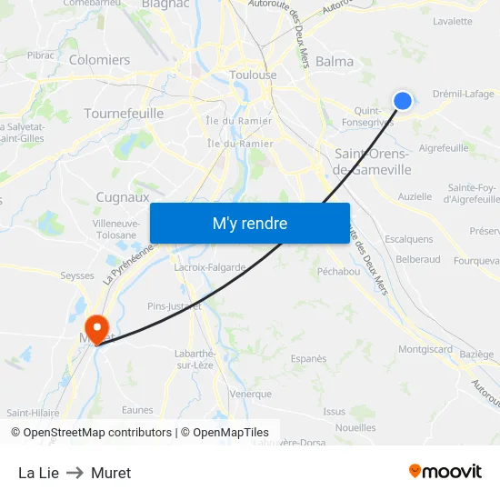 La Lie to Muret map