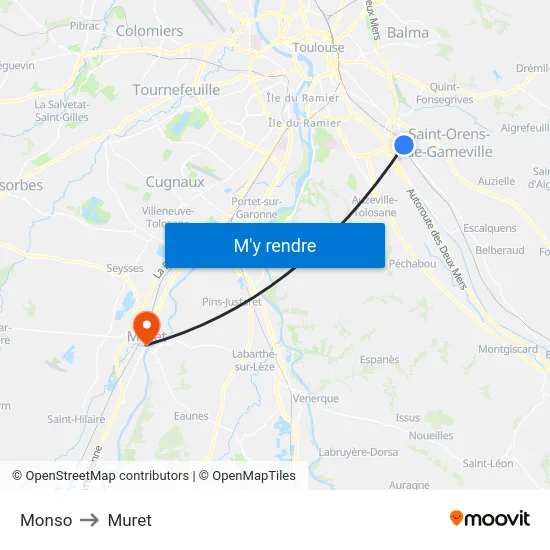 Monso to Muret map