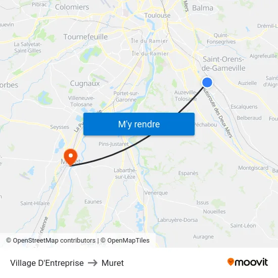 Village D'Entreprise to Muret map