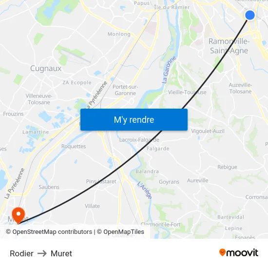 Rodier to Muret map