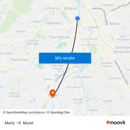Marly to Muret map