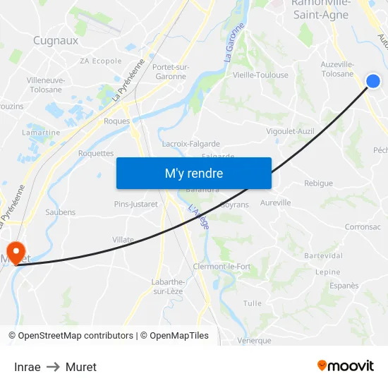 Inrae to Muret map