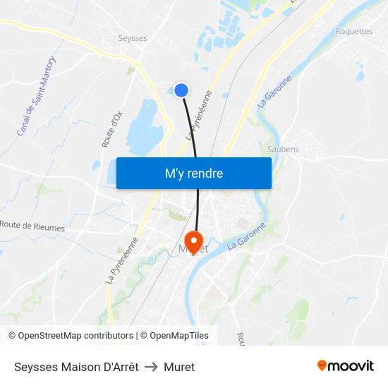 Seysses Maison D'Arrêt to Muret map