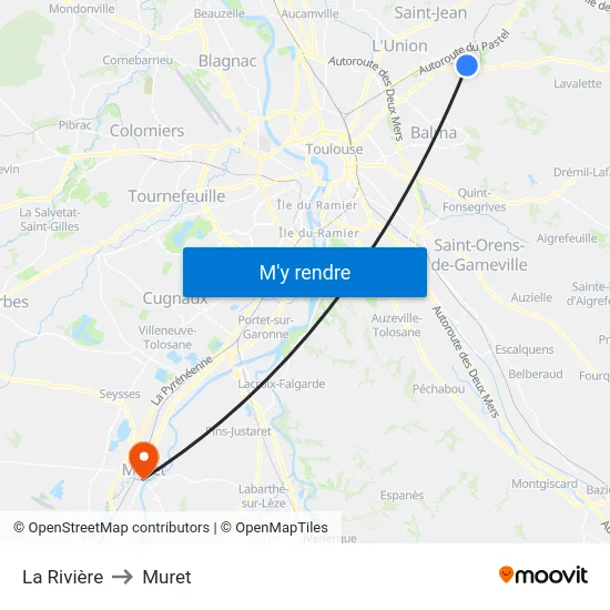 La Rivière to Muret map