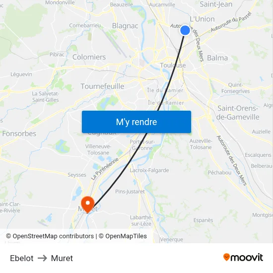 Ebelot to Muret map