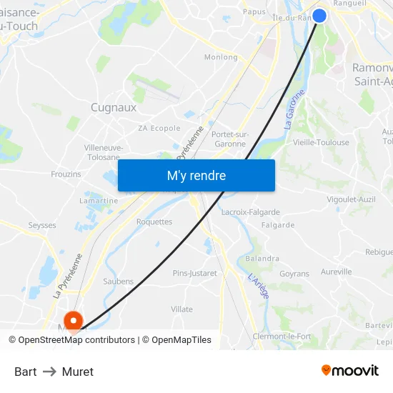 Bart to Muret map
