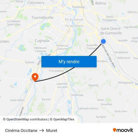 Cinéma Occitane to Muret map